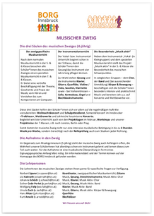 BORG Musischer Zweig Infoblatt