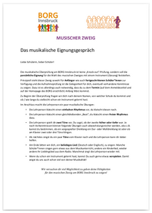 Musischer Zweig Infoblatt Eignungsgespräch 2020